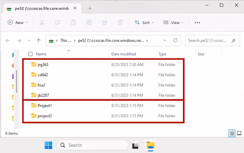 Screenshot of list of file folders in windows 
