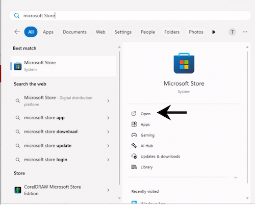 Open Microsoft Store