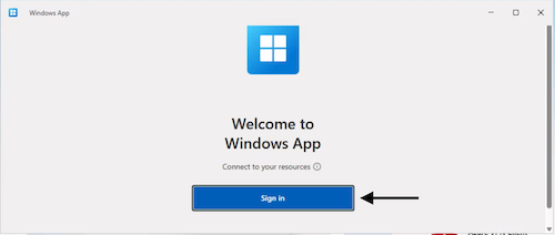 Sign into Windows App Button