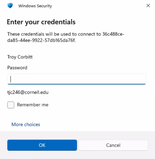 Enter Cornell Account Credentials