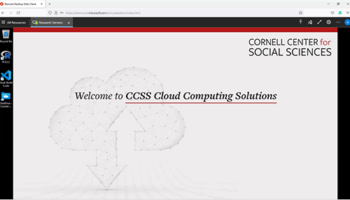 Screenshot of Remote Web Client for Cloud Computing Desktop