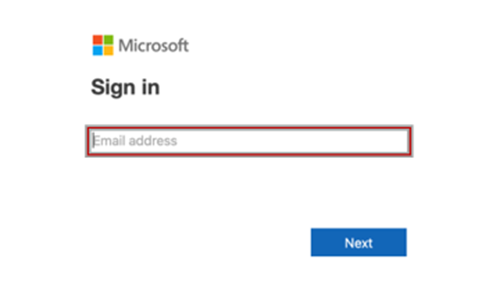 Screenshot Of Microsoft login screen